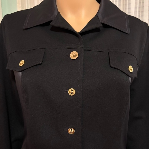 St. John Black Jacket Panels Look Like Silk Excellent Condition - Picture 9 of 11